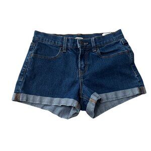 Old Navy Womens Jean Shorts Sz 0 Low Rise Cuffed Blue Stretch Denim